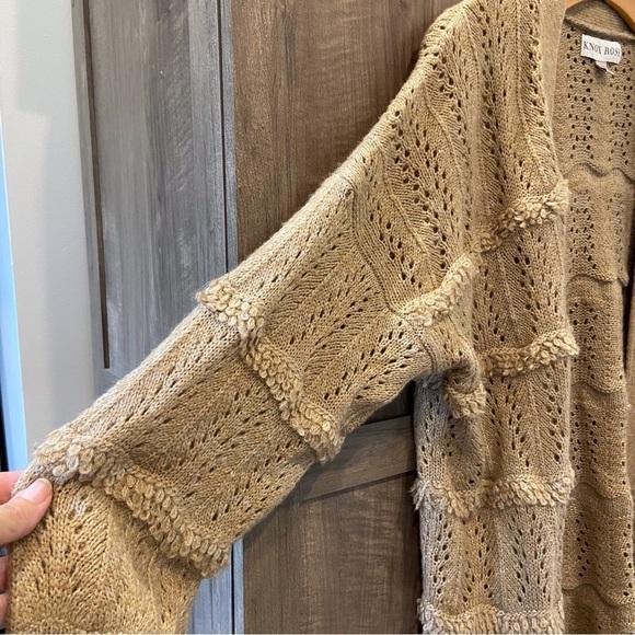 Knox Rose Camel Fringe Open Front Long Cardigan XXL - Picture 3 of 10